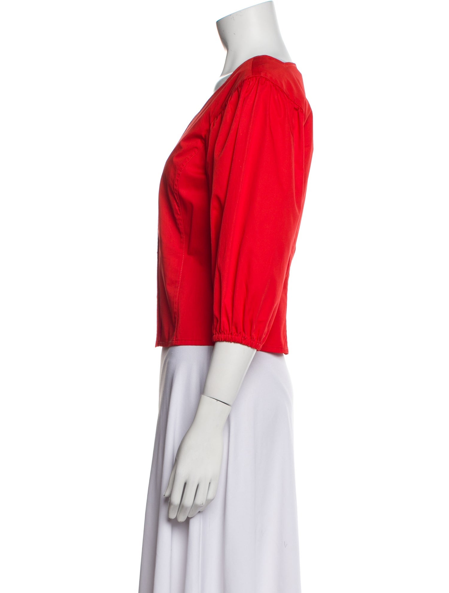 Tory Burch V-Neck Three-Quarter Sleeve Crop Top